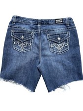 Y2K Vintage Dark wash denim shorts with silver embellishments Mid Rise