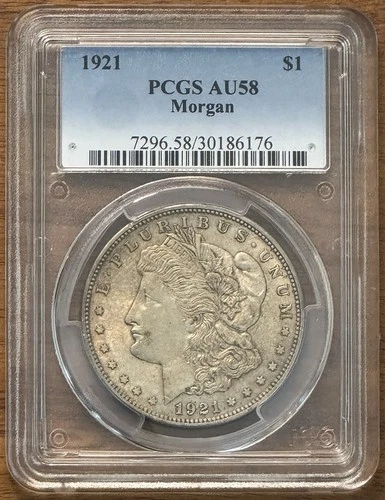 1921 Morgan Dollar PCGS AU58 Silver Dollar $1 - No Reserve