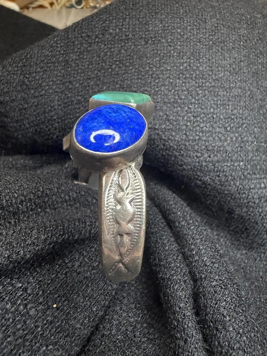 KOSTENLOSER VERSAND - Nakai Navajo Sterlingsilber Multi Stein Türkis Manschette Armband