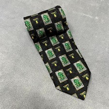Cape Cod Men's Neck Tie Black 100 Silk Christmas Tree Bells Holiday Made in USA