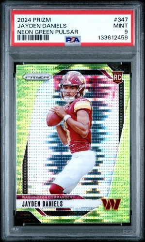 2024 Panini Prizm #347 Jayden Daniels Neon Green Pulsar (PSA 9)