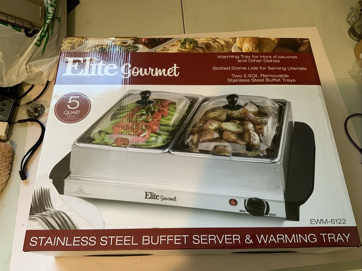ELITE GOURMET Dual 2 x 2.5Qt Trays Buffet Server Food Warmer  display picture 1