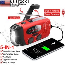 Solar Radio Hand Crank With LED Flashlight Multifunctional Emergency for Camping