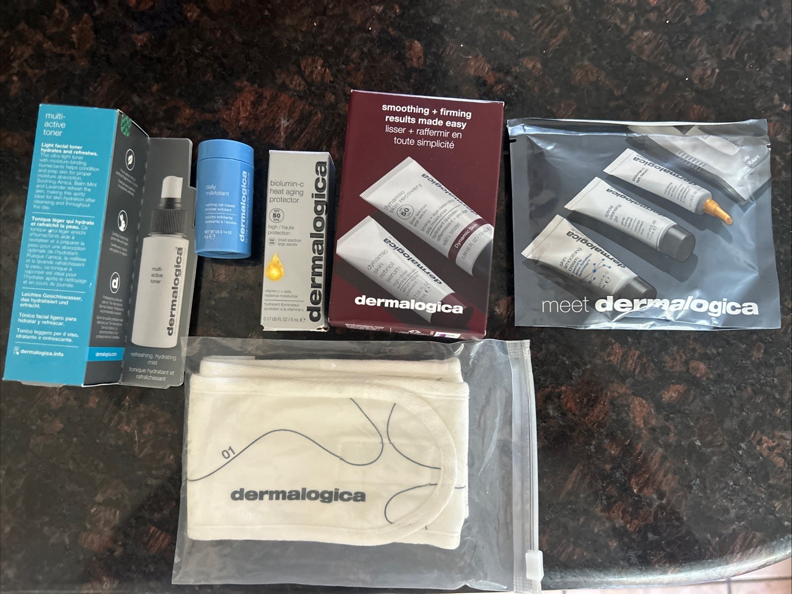 Dermalogica Skin Lot Of 6 Biolumin, Headband, Smoothing + Firming, Milkfoliant
