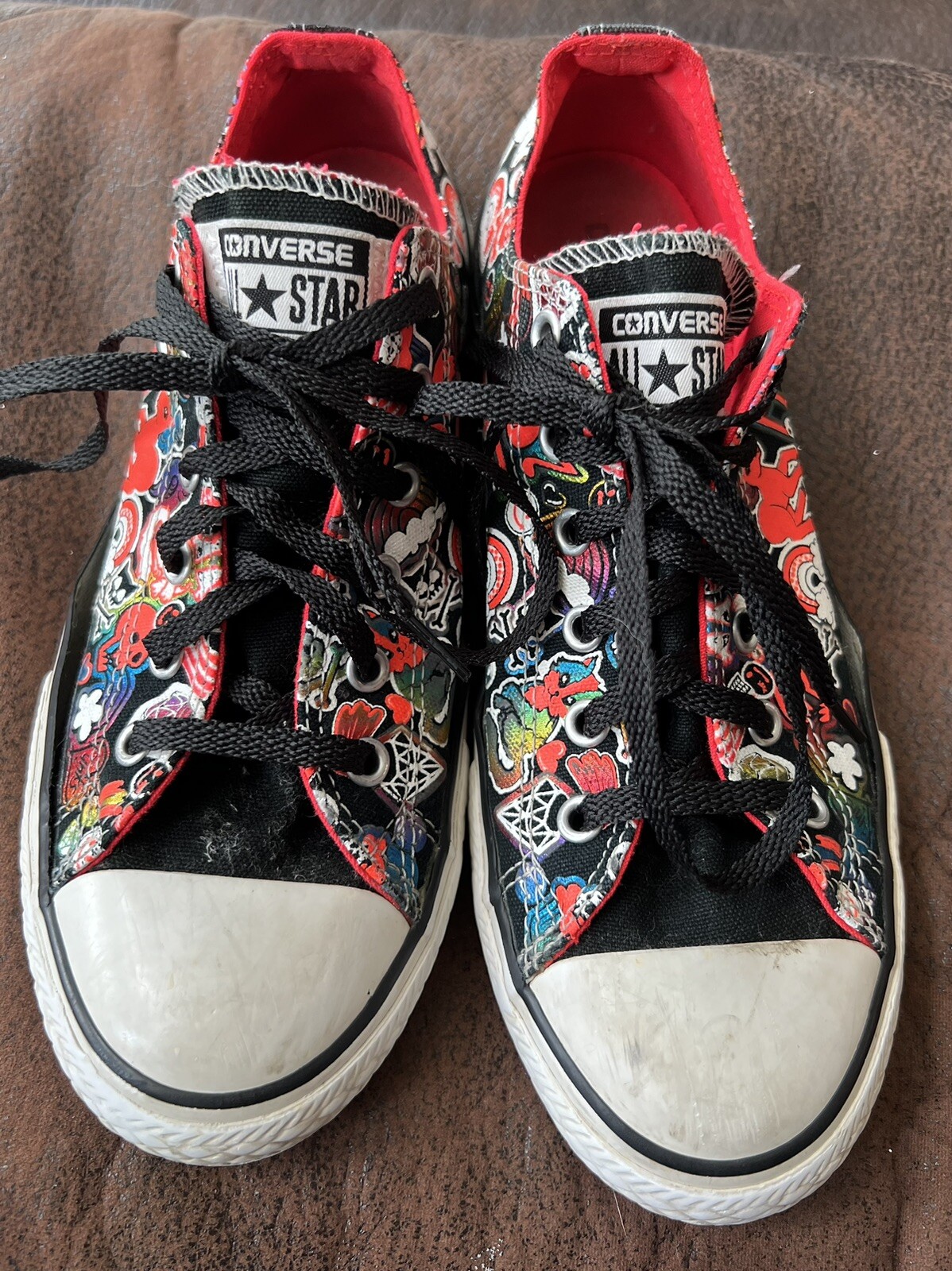 Converse All Star nere neon My Little Pony MLP teschio taglia 5