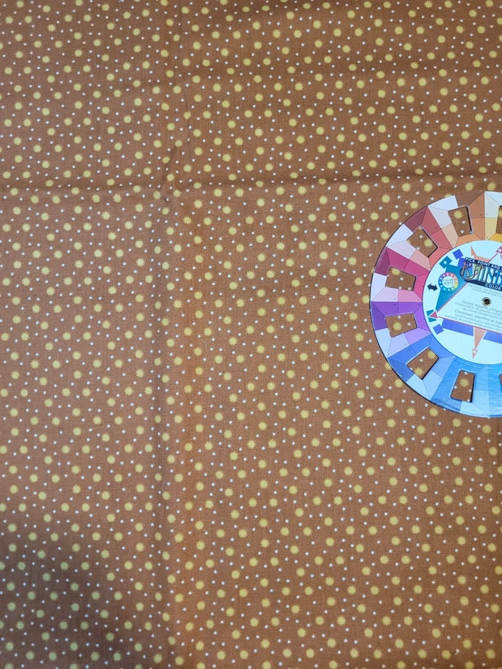 Золотисто-коричневая репродукция ткани для лоскутных одеял Andover Kathy Hall желтая звезда 2 ярда - Изображение 2 из 3