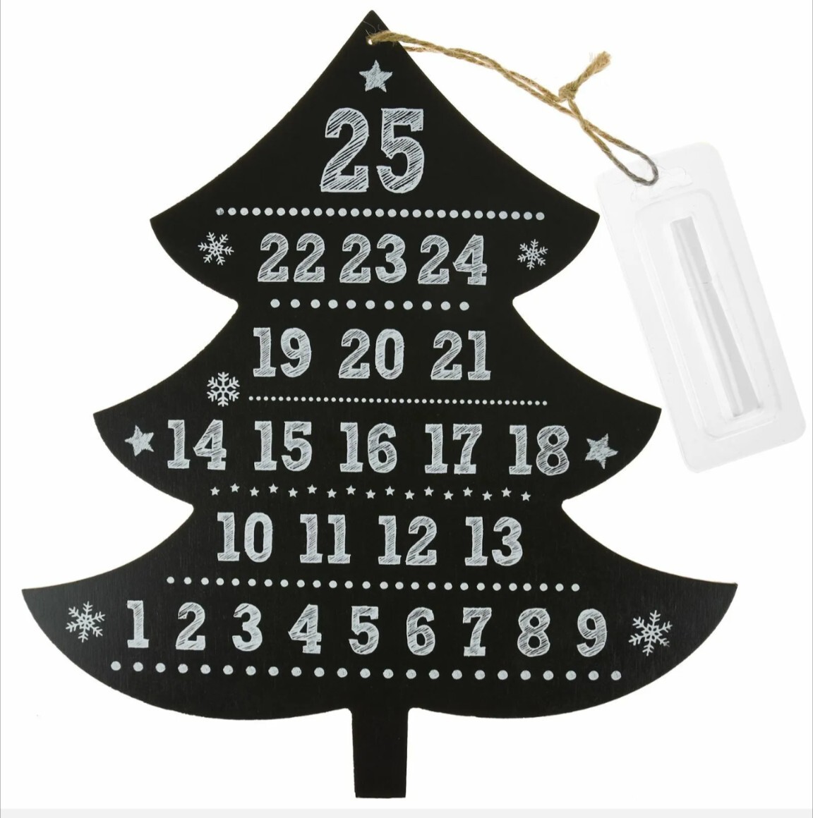Wooden Christmas Tree Chalkboard Advent Calendar Countdown with Chalk Stick