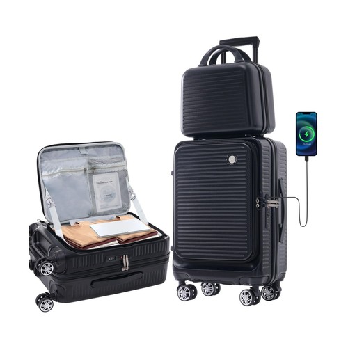 Carry-on Luggage 20 Inch Front Open Luggage Lightweight Suitcase with Front P... - Picture 2 of 8