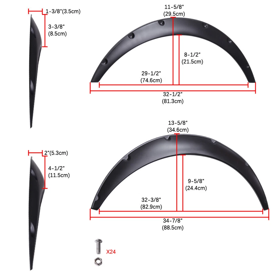 32" & 35" For Pontiac Bonneville G6 G3 G5 Wheel Fender Flares Wide Flexible Body - Image 3 of 4