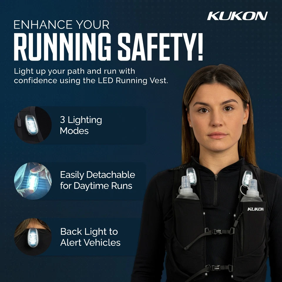 Running Vest Phone Holder Hydration Vest with Water Bottle And Led Light Unisex - Image 4 of 4