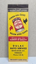 Vintage Matchbook Cover DULAC AUTO SERVICE White River Jnct Vermont Kendall Oil