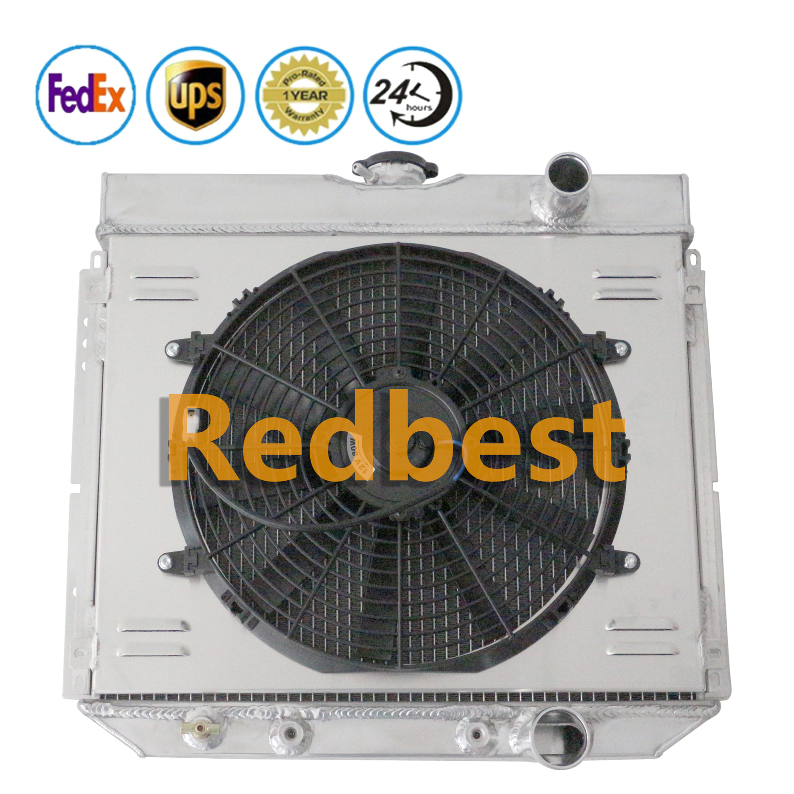 4 Row Aluminum Radiator+Shroud+Fan For 1967-1969 1968 Ford Mustang/Torino/Falcon