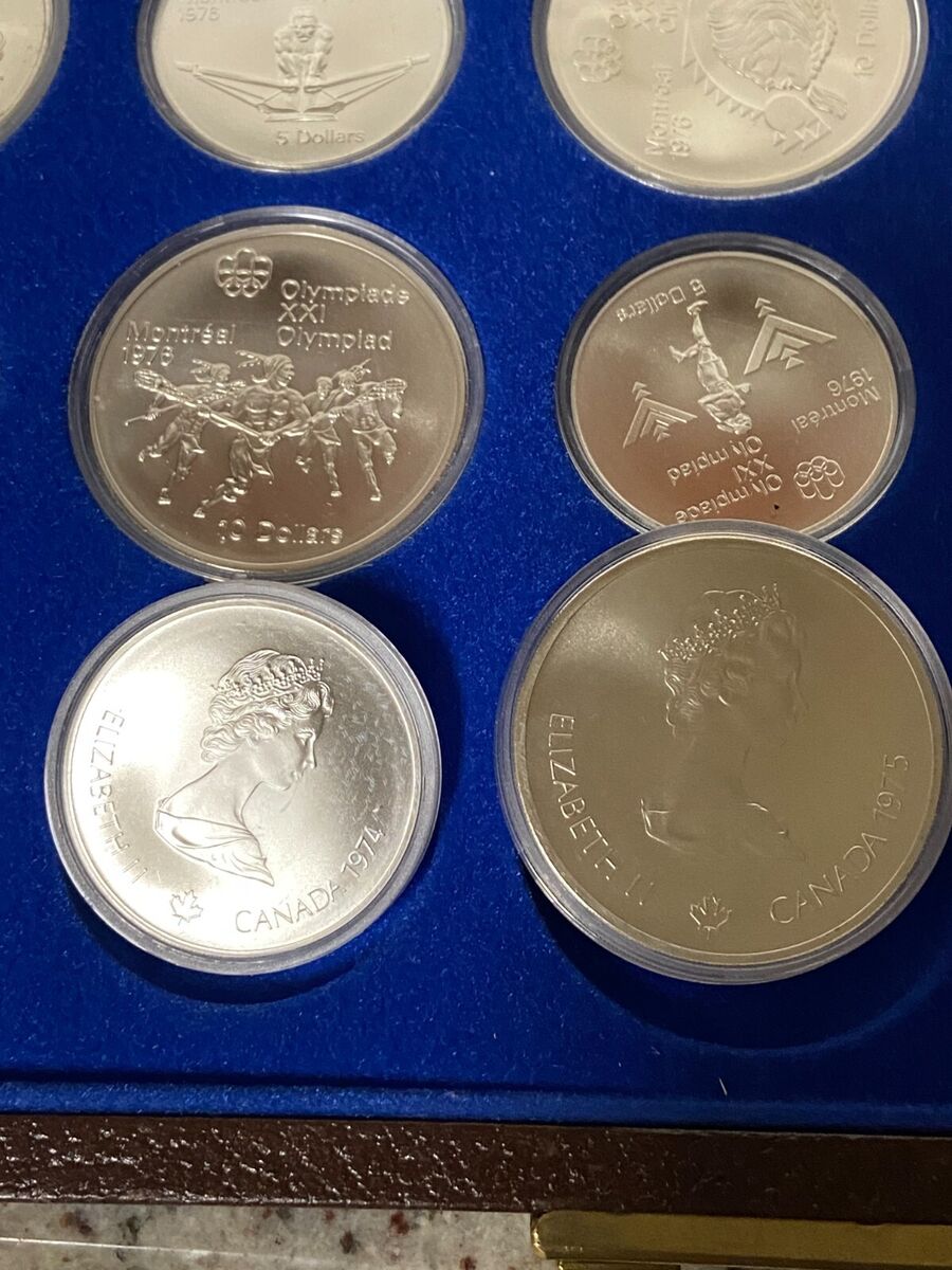 1976 Canadian Montreal Olympic Games 28 .925 Silver Coin Set 1976 Canadian Montreal Olympic Games 28 .925 Silver Coin Set