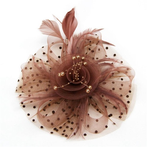 Flower Hair Clip Small Mini Top Hat Fascinator Royal Ascot Race Feathers Wedding - Picture 25 of 32
