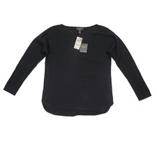 Charter Club Women's Petite Pure Cashmere Shirttail Sweater Black XS