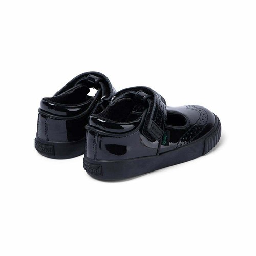 Kickers Tovni Brogue T-Bar Girls Shoes Black Patent
