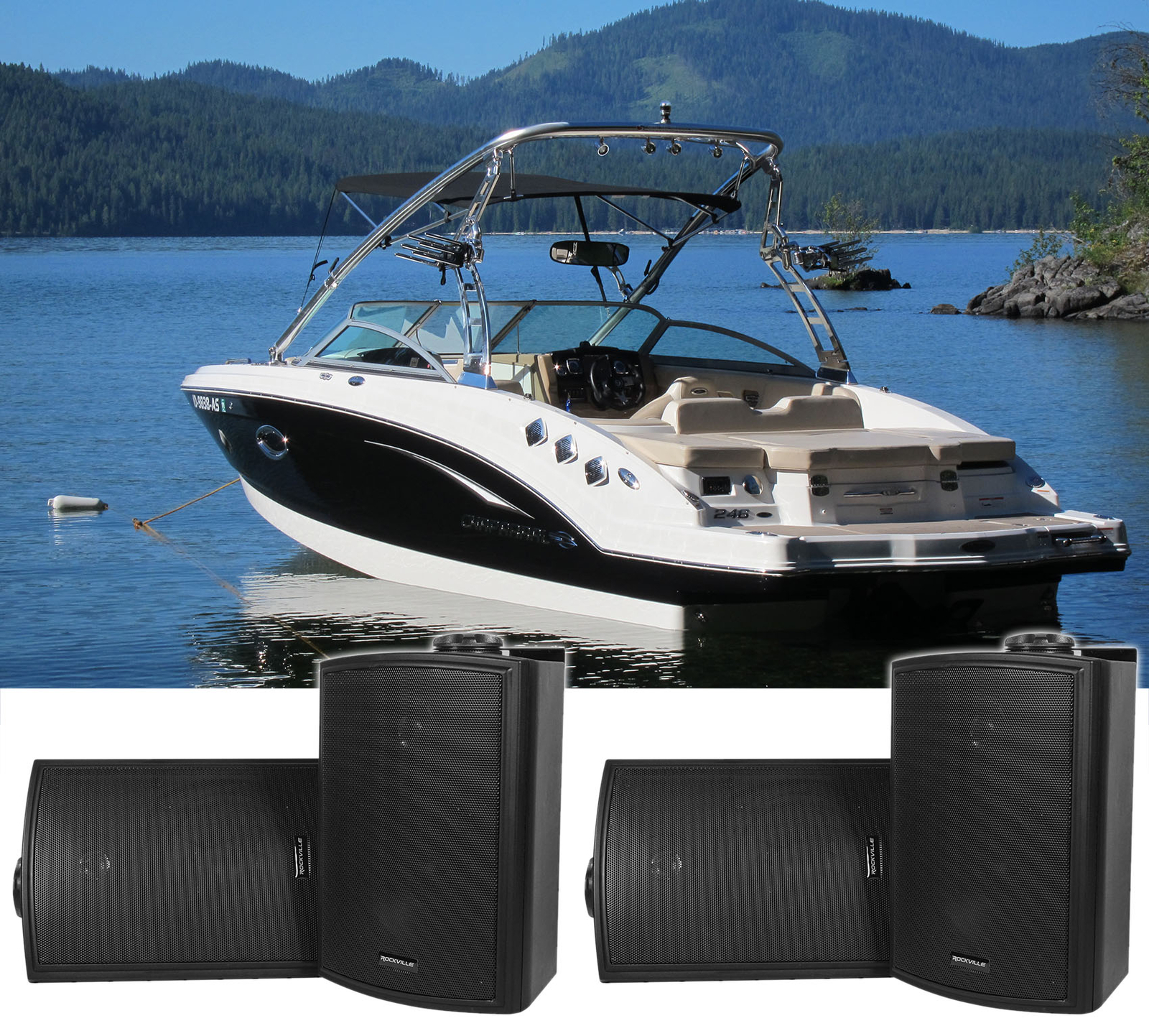 4 Морские коробчатые колонки Rockville HP5S Black 525 с поворотным кронштейном для лодок 15290₽