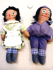 Rare Raggedy Ann Andy -Dark/Brown skin- embroidered mini -DOLLS  7"