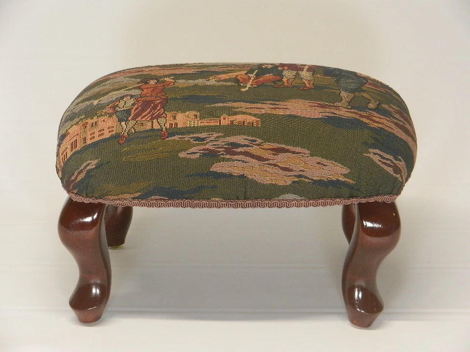 Pictorial Tapestry Hand Made Queen Anne Footstools - Image 3 of 4