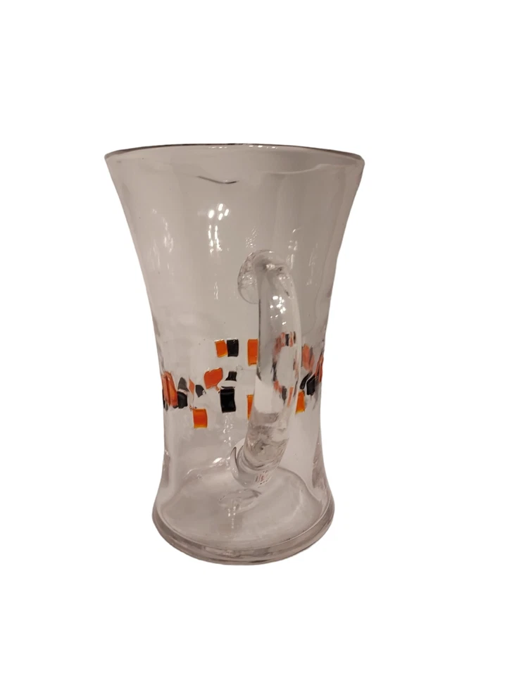 Global Amici Halloween MCM Pitcher 9" Blown Glass Applied  Orange Black Tiles - Image 2 of 4