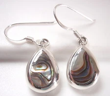 Reversible Abalone and Mother of Pearl Teardrop Sterling Silver Earrings