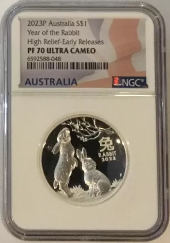 2023 Australia Lunar Series III Year of the Rabbit 1oz Silver HR PF70UC ER NGC !