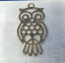 F. B. Rogers Italy Silver Plated Owl Pendant Mid Century Modern 3" Cutout UNC