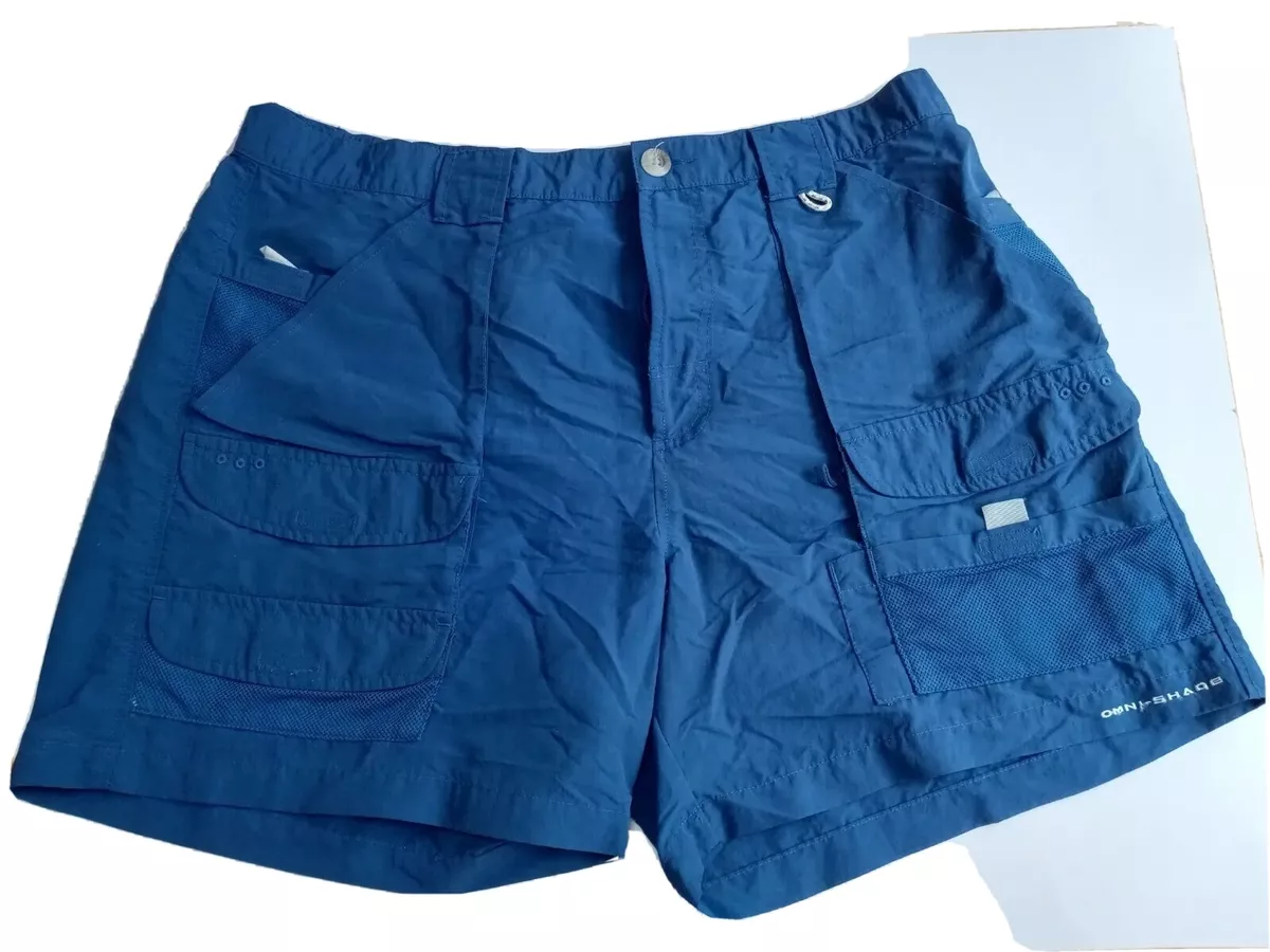 Columbia PFG Shorts Size 38 W Cargo Pockets Fishing gear elastic waist blue  mens