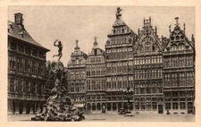 Market Place And Brabo Fountain Antwerp Belgium Postcard