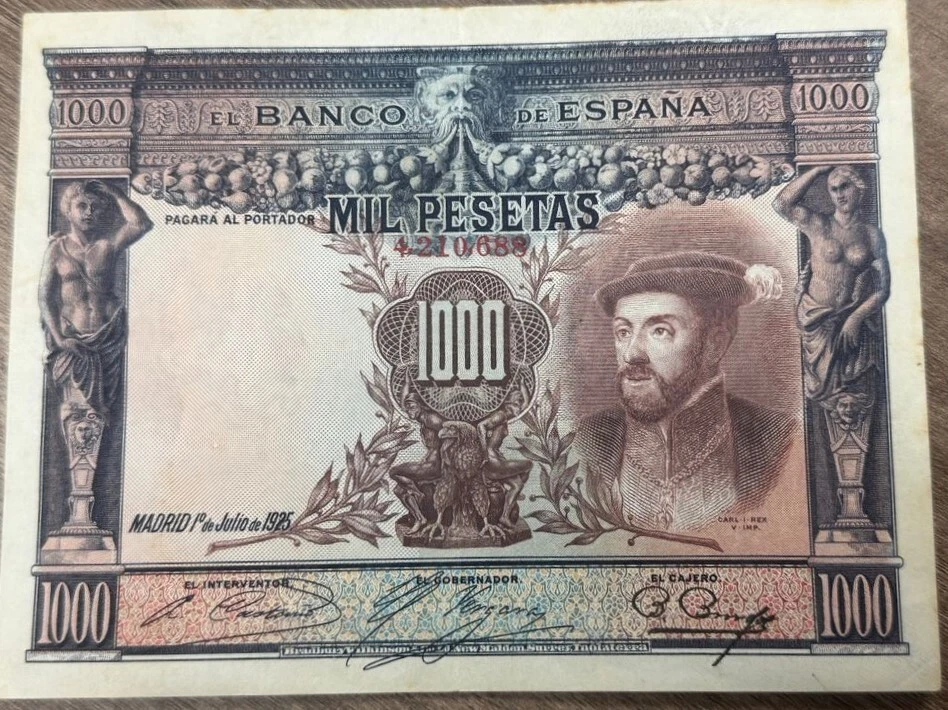 España 1000 Pesetas 1925 Busto del Rey Carlos I XF+ Foto 3 de 4