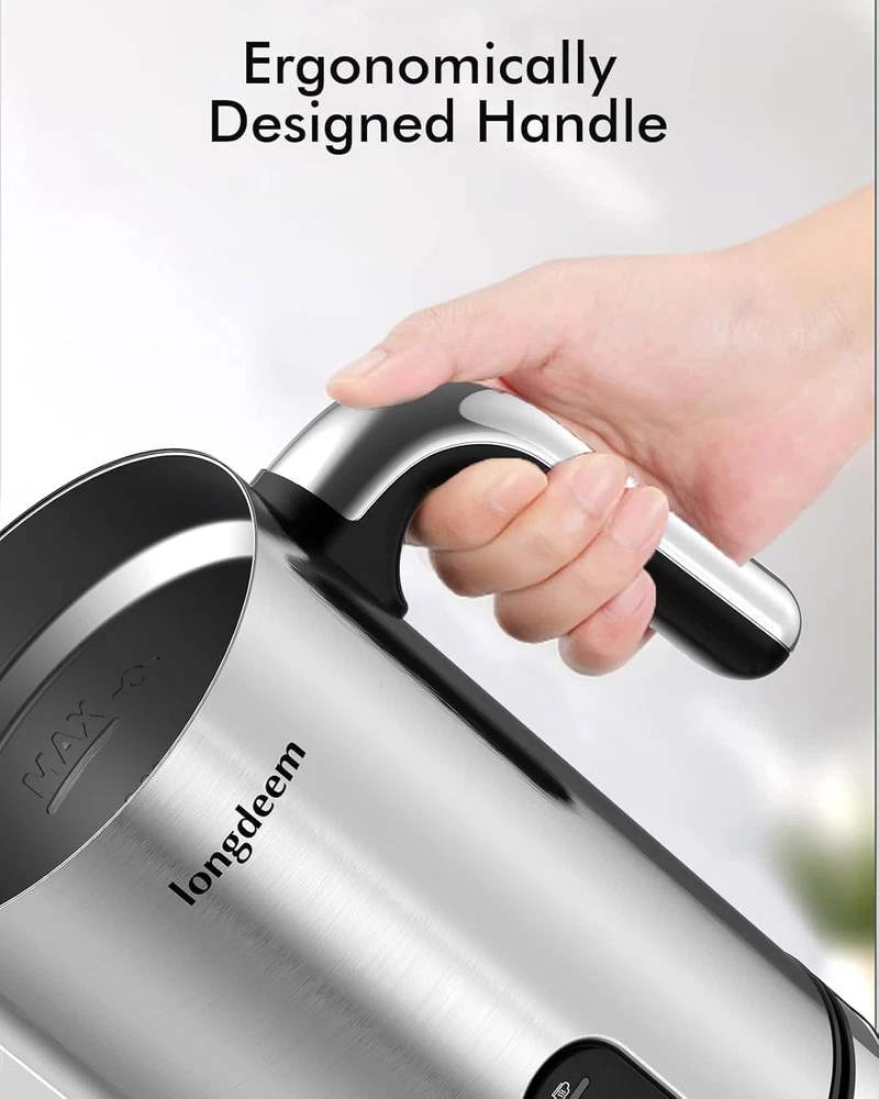 Milk Frother, 4-In-1 Electric Milk Foamer with Cold & Hot Froth for Latte Cappuc