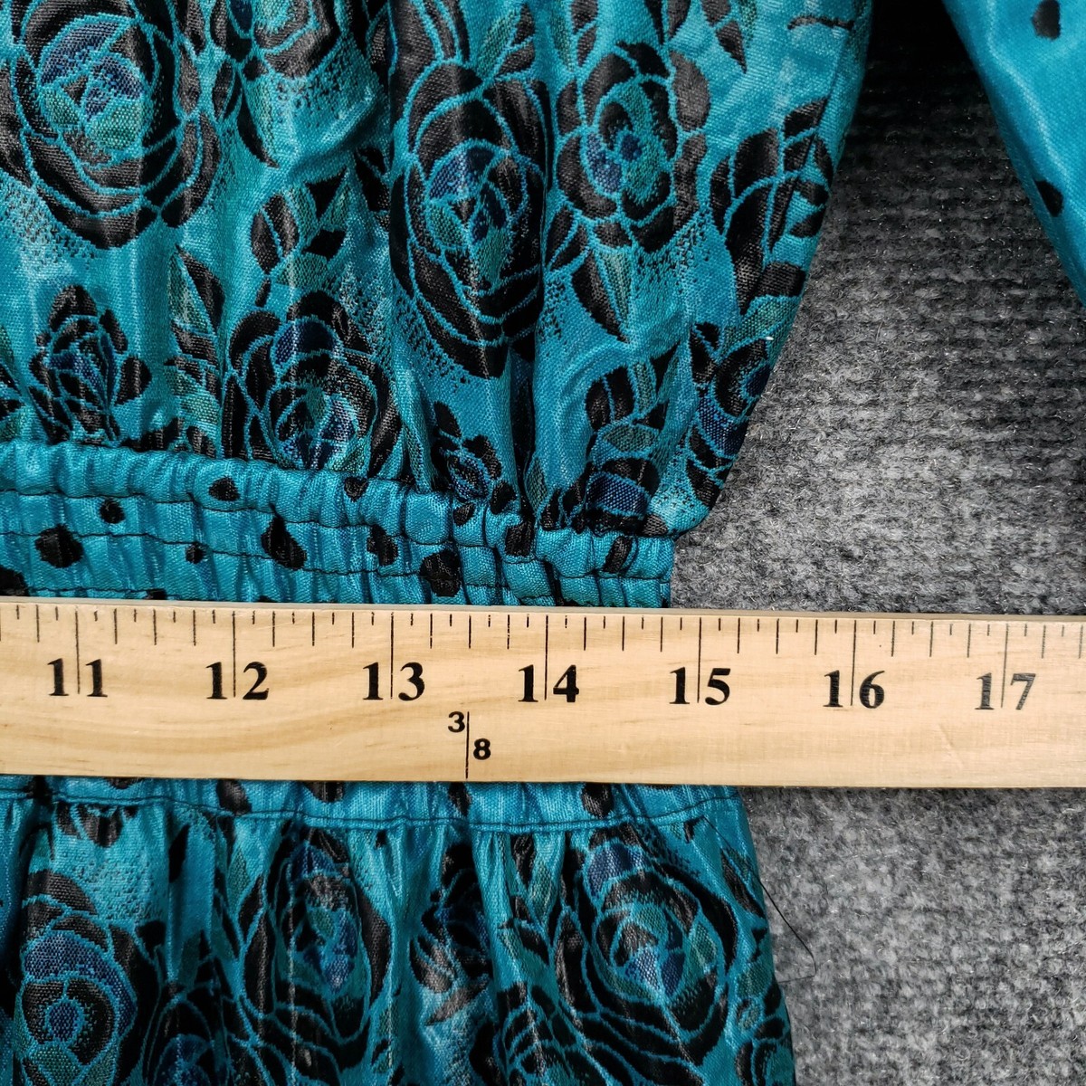 VINTAGE Diane Freis Dress Womens L Large Blue Midi Floral Fit