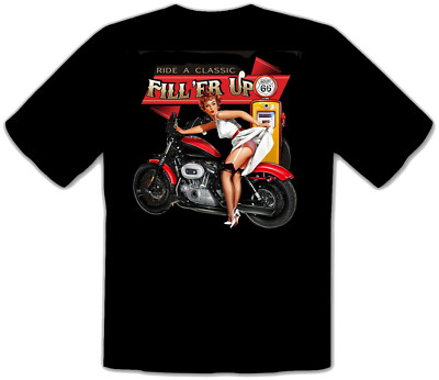 Route Vintage Live to Ride Custom Bike Harley Chopper schwarz T-Shirt -372