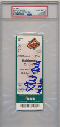 Albert Belle Signed Final Game Last Home Run Ticket Stub 10/01/2000 PSA/DNA Slab