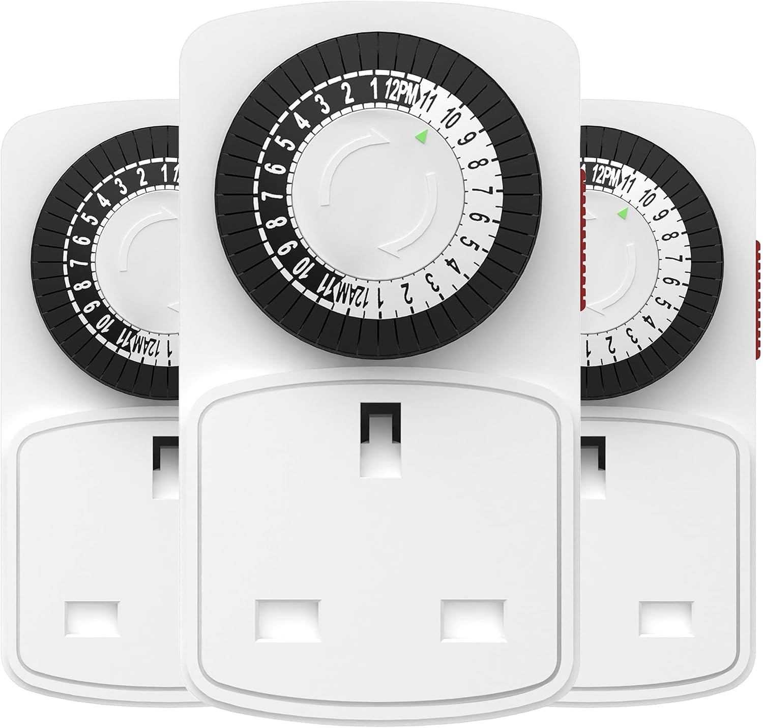 24 Hour Plug-in Mechanical Timer Socket UK 13A 2900W 3 Pack for Lights - Image 3