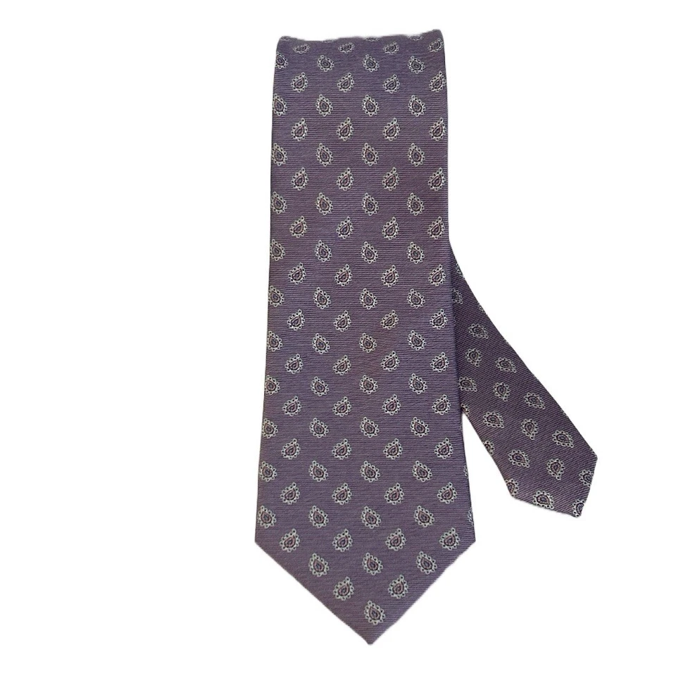 Corbata Vito Rofolo Hombre Lavanda 100% Seda Medallón Púrpura 58” X 3 1/2” Foto 3 de 4