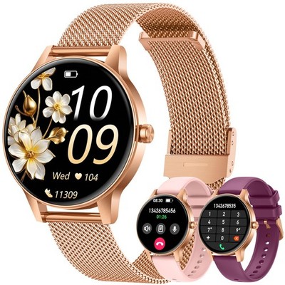 Smartwatch Damen+Bluetooth Sportuhr: 1.27'' HD Touchscreen Menstruationszyklus