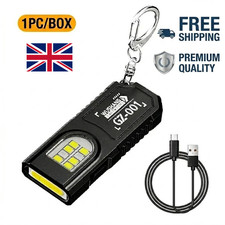 LED Torch Lamp USB Rechargeable Pocket Mini Keychain Keyring Camping Flashlight