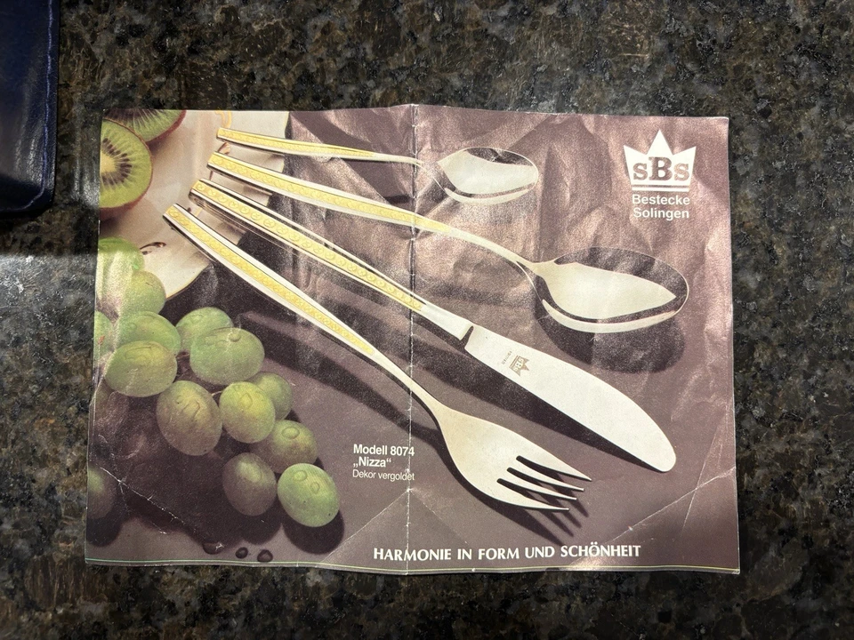 SBS Besteck Solingen 70-teilig 24 Karat Vergoldet Modell Nizza 8074 - Bild 3 von 4