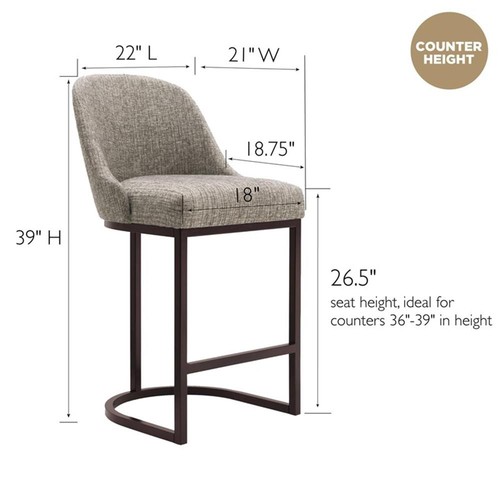 Leick Favorite Finds Barrel Back Metal Counter Stool Set in Gray/Espresso - Picture 8 of 23
