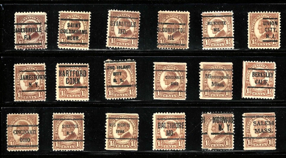 Collection 48 Precancels Multiple States 1 1/2 Cent 1920's Regulars US 2-28 - Image 3 of 4