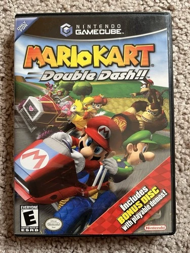 Mario Kart Double Dash!! Nintendo Gamecube w/Bonus Disc + Instructions Tested