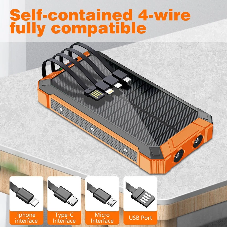 32800/38800mAh Solar Power Bank External Battery Backup Charger Wireless Charger - Image 2 of 4