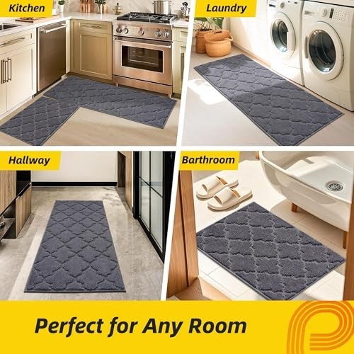 Kitchen Rugs, Non-Slip Kitchen Mats for Floor, Soft Washable Absorbent Kitchen - Picture 7 of 8