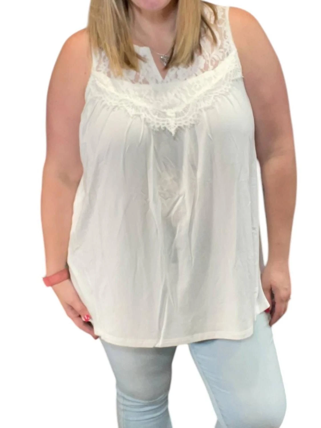 OFF WHITE T shirt smanicata bianca con bordo in pizzo di betulla Off White