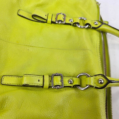COACH Ashley Lime Green Leather Pleated Handbag Satchel Shoulder Bag w strap - Picture 11 of 12