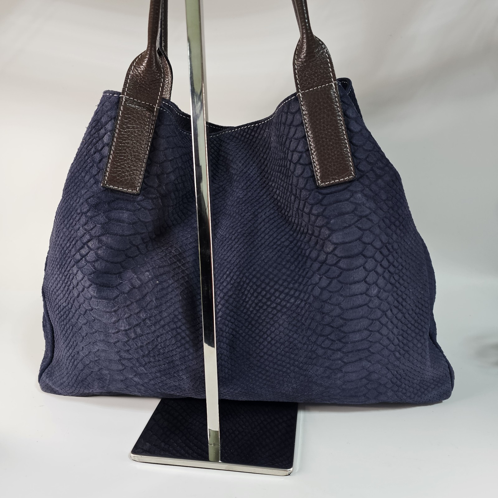 J. McLaughlin Tote Leather Suede Python Reptile N… - image 7
