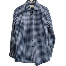 Ledbury Shirtmakers Men's Button Up Shirt 16/Medium Blue Gingham Plaid Business