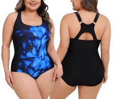 Halcurt Plus Size 1 Piece Athletic Racerback Adjustable Strap Swimsuit 3X