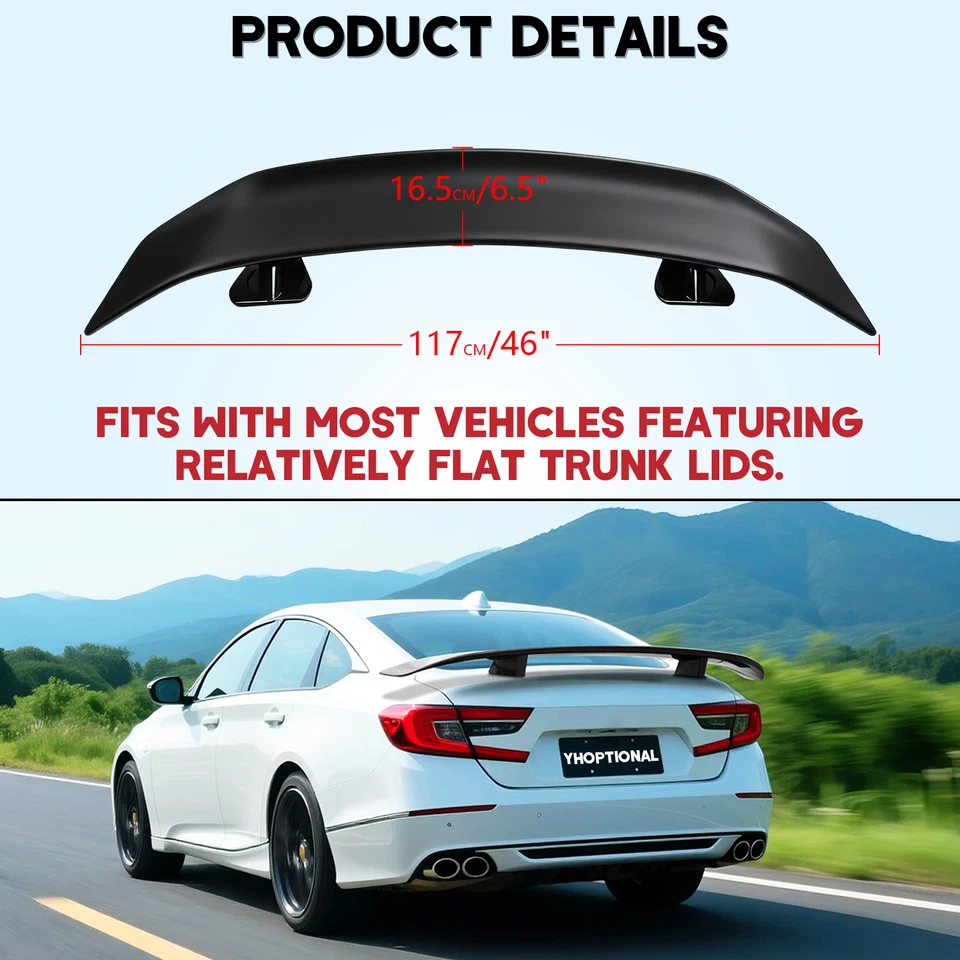 Matte Black 46" Car Rear Trunk Spoiler Wing Racing For Mercedes-Benz AMG GTS GT - Изображение 2 из 4